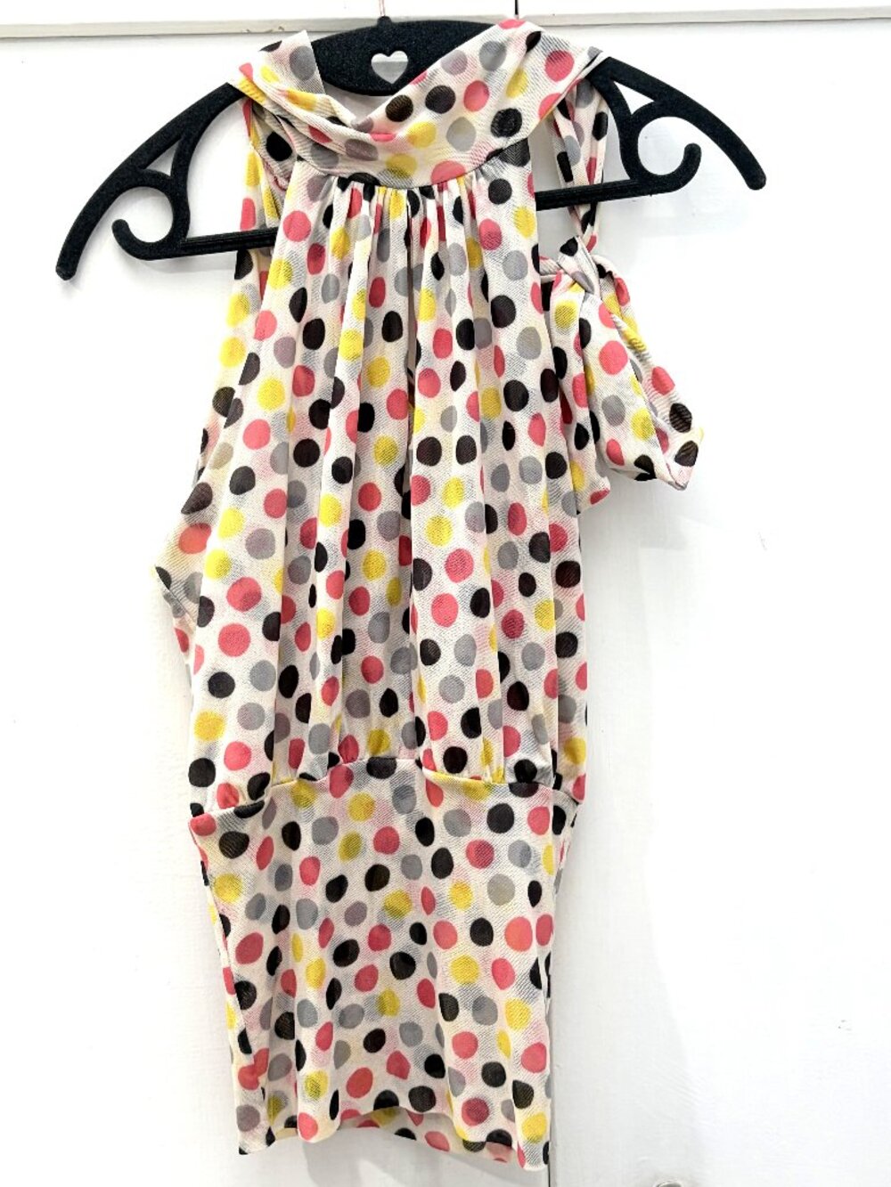 GUESS Polka Dot High Neck Keyhole Halter Top Size S